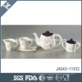Heat resistant wholesale good quality flower decal ceramic purple tea set